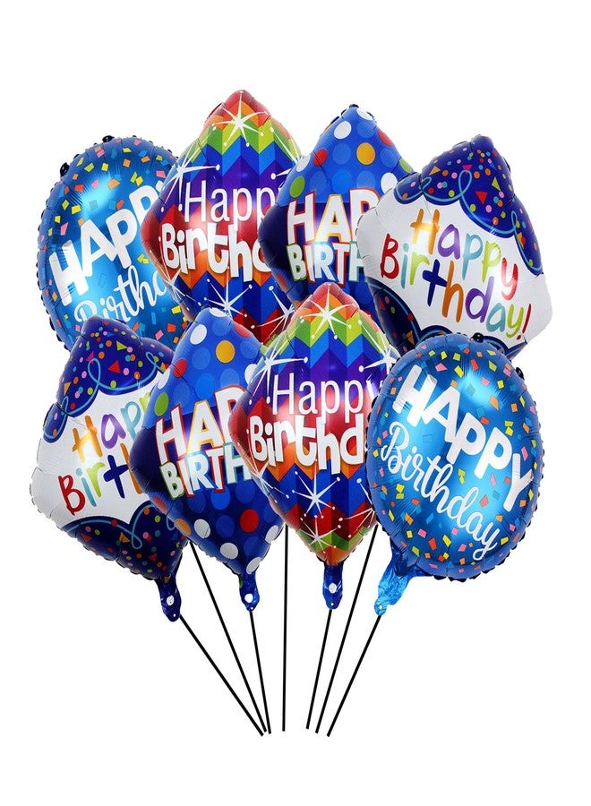 OHLIGEI 8PCS Blue Happy Birthday Foil Balloon Set Birthday Party Mylar Balloons for Gender Reveal Birthday Wedding Party Decorations Supplies - Image 1