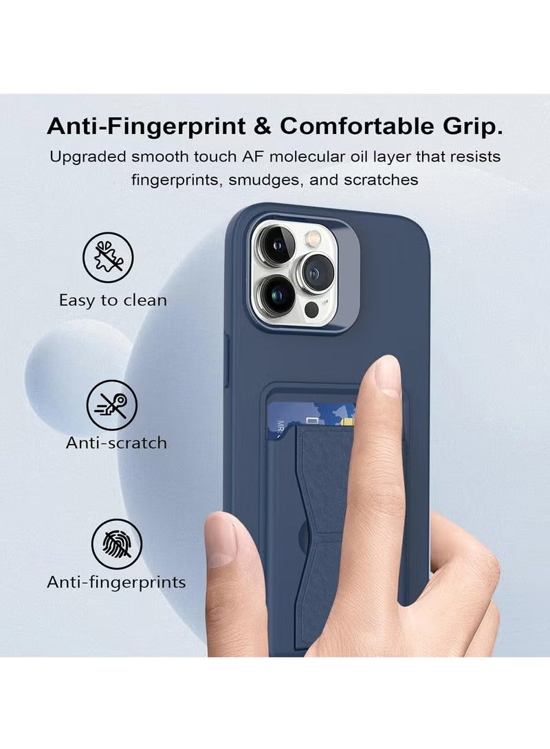 MIGOFAST Leather Card Holder Case Compatible with iPhone 16 Pro Max 6.9 inch Shockproof Leather Back Card Storage Plus Phone Stand - Image 5