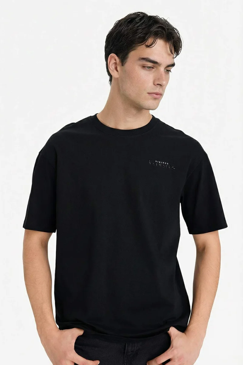 DeFacto Boxy Fit Vikings Valhalla Crew Neck Short Sleeve T-Shirt