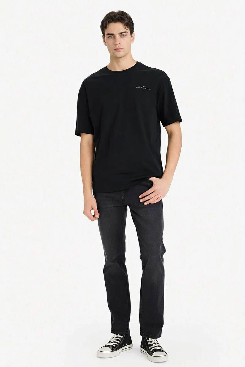 Defacto Boxy Fit Vikings Valhalla Crew Neck Short Sleeve T-Shirt