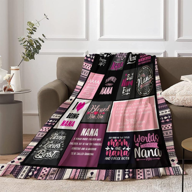 Guvisu Nana Gifts Nana Birthday Gifts Best Nana Ever Blanket Nana Gifts from Grandkids Nana Gifts from Granddaughter Grandma Birthday Gifts for Nana Grandma Throw Blanket 51  X 60  - Image 2