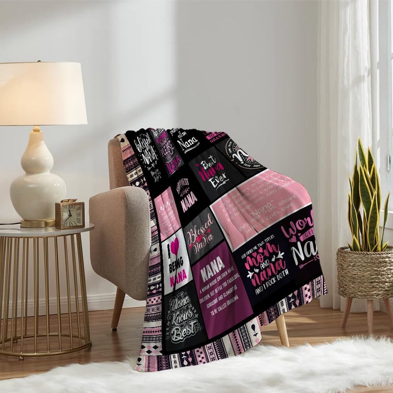 Guvisu Nana Gifts Nana Birthday Gifts Best Nana Ever Blanket Nana Gifts from Grandkids Nana Gifts from Granddaughter Grandma Birthday Gifts for Nana Grandma Throw Blanket 51  X 60  - Image 3