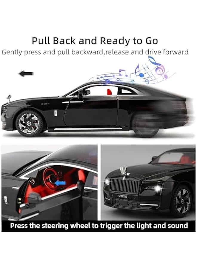 Compatible for 1:24 Rolls Royce Spectre Model Car, Diecast Collectible Pull Back Toy Car with Sound and Light for Adults Kids Boys Girls, Gift Black - Image 3