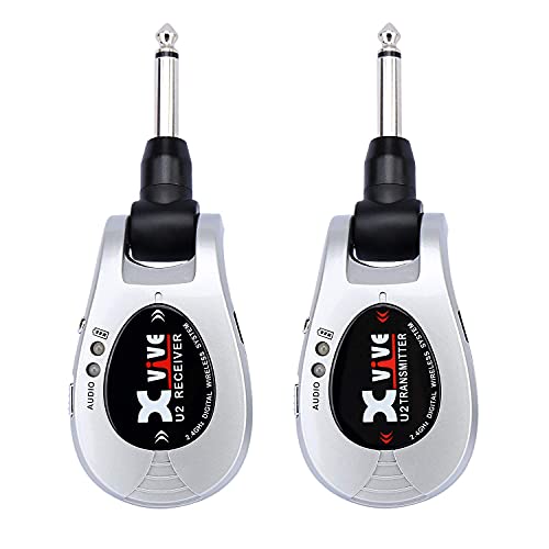 Xvive U2 rechargeable 2.4GHZ Wireless Guitar System - Digital Transmitter Receiver for Electric Guitar Bass Violin ( Silver ) - Image 1