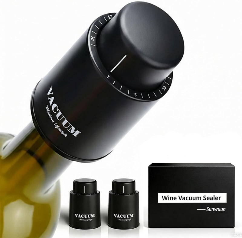 Sunwuun [2 PACK] Wine Bottle Stoppers,Real Vacuum Stoppers,Reusable Wine Preserver,Wine Corks Keep Fresh,Best Christmas and Birthday Gifts for Wine Lovers. - Image 1