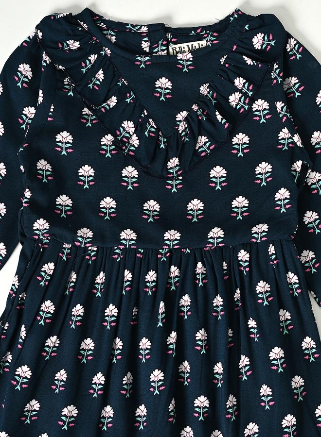 بيلا مودا فستان بيلا مودا بطبعات زهور بياقة مستديرة وطبقات - Image 4