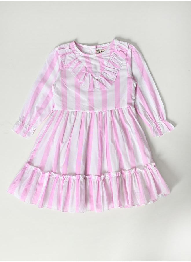 BELLA MODA - Striped Round Neck Tiered Dress by Styli - Image 1