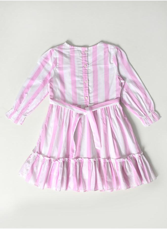 BELLA MODA - Striped Round Neck Tiered Dress by Styli - Image 1