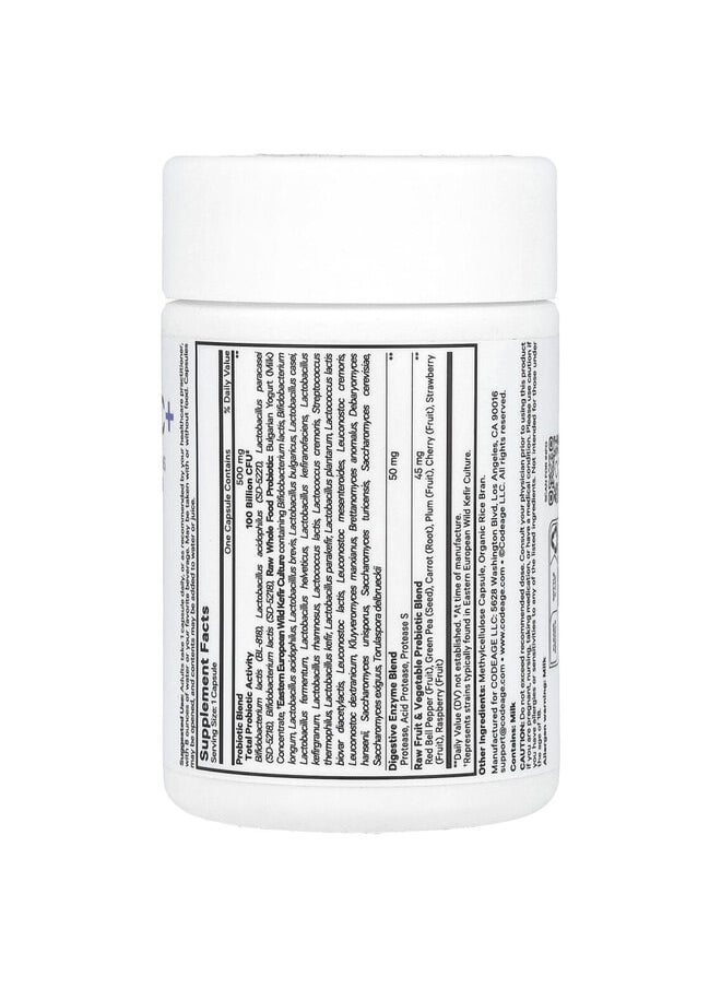 Codeage Raw Probiotic+, 100 Billion CFU, 30 Vegetable Capsules  - Image 2
