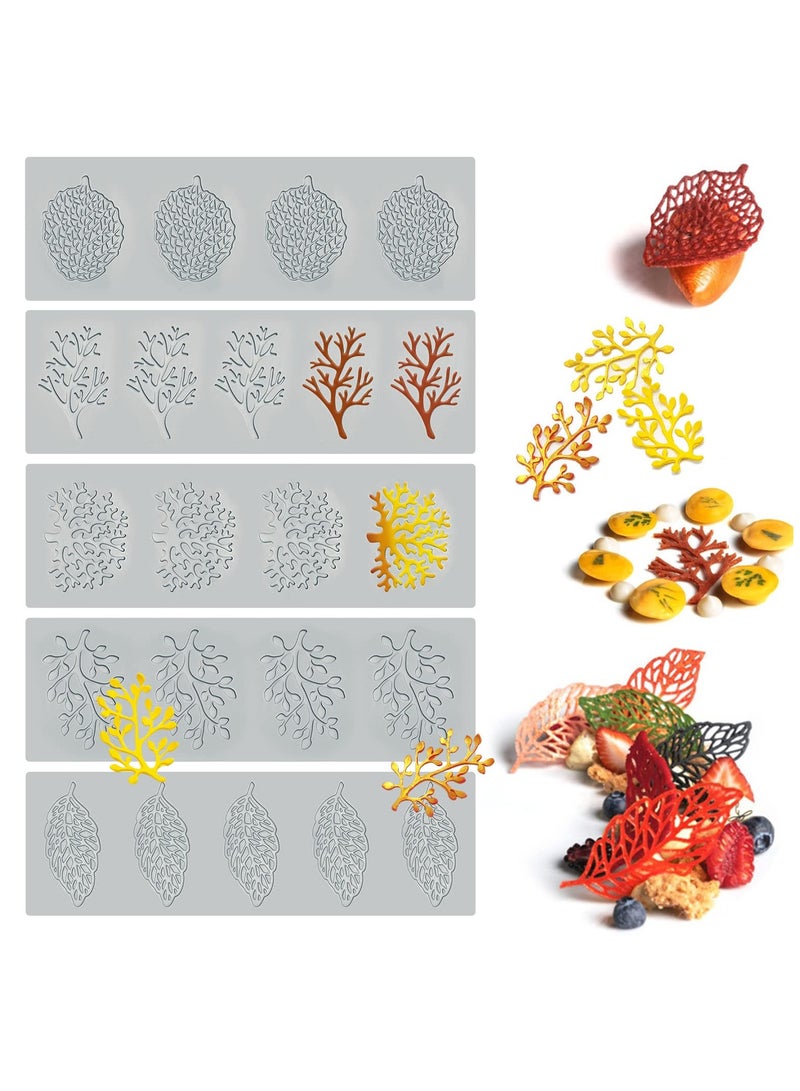 general 5 Pcs Leaf Molds Silicone Baking Molds Fondant Molds Hollow 3D Coral Branch Leaf Tuile Lace Silicone Cake Molds Polymer Clay Molds For Baking Resin Clay Sugar Craftdessert Cake Decoration Ramadan Eid Mubarak Party Cake Accessories - Image 1
