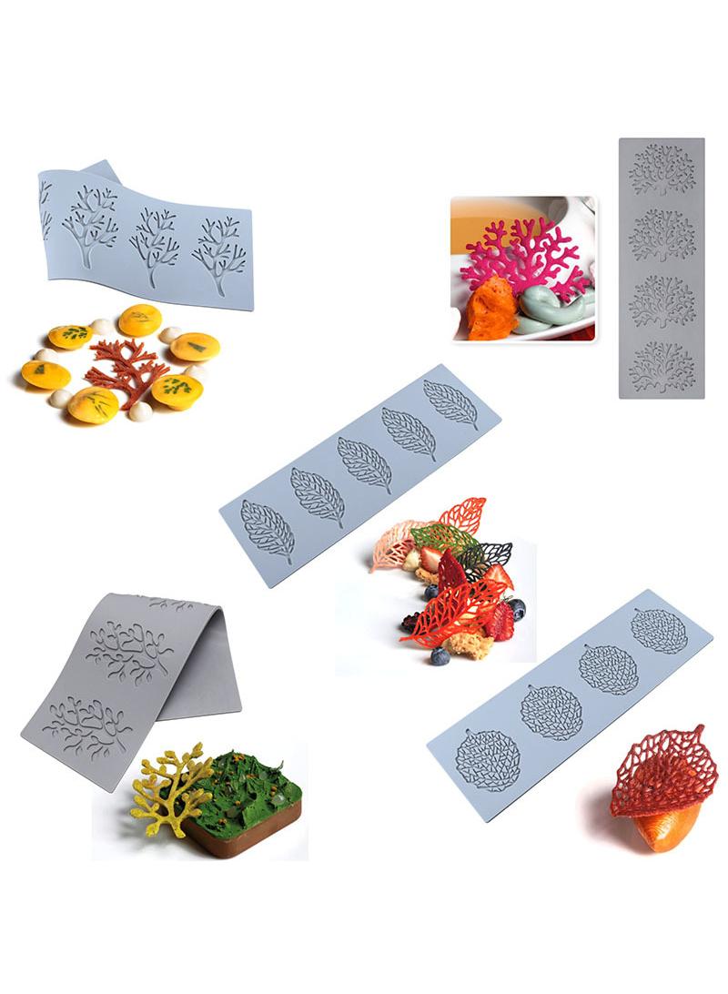 general 5 Pcs Leaf Molds Silicone Baking Molds Fondant Molds Hollow 3D Coral Branch Leaf Tuile Lace Silicone Cake Molds Polymer Clay Molds For Baking Resin Clay Sugar Craftdessert Cake Decoration Ramadan Eid Mubarak Party Cake Accessories - Image 2