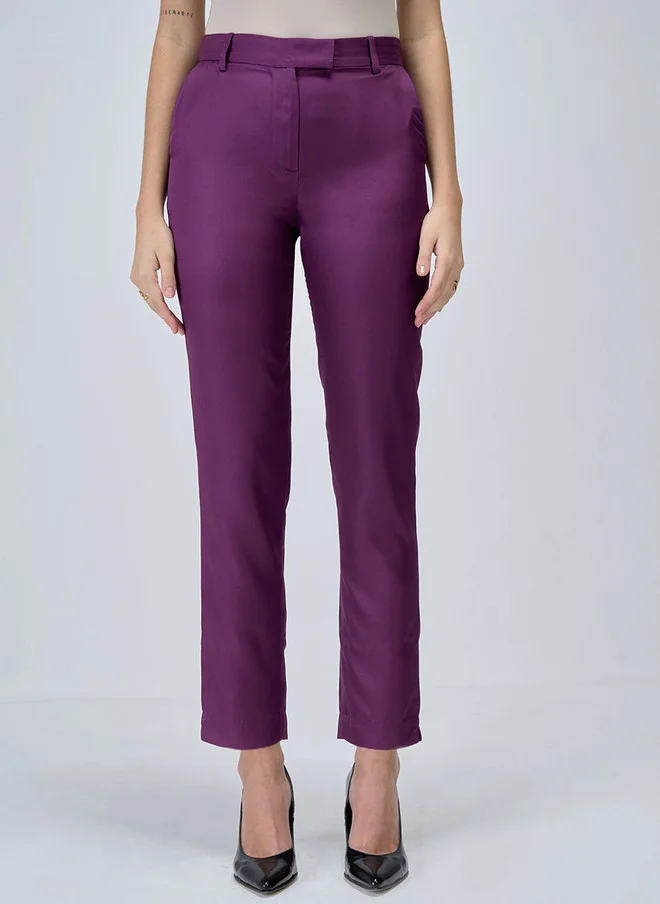 Salt Attire SALT ATTIRE Women Smart Slim Fit Formal Trousers in Purple