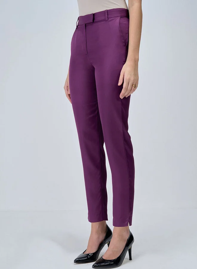 Salt Attire SALT ATTIRE Women Smart Slim Fit Formal Trousers in Purple