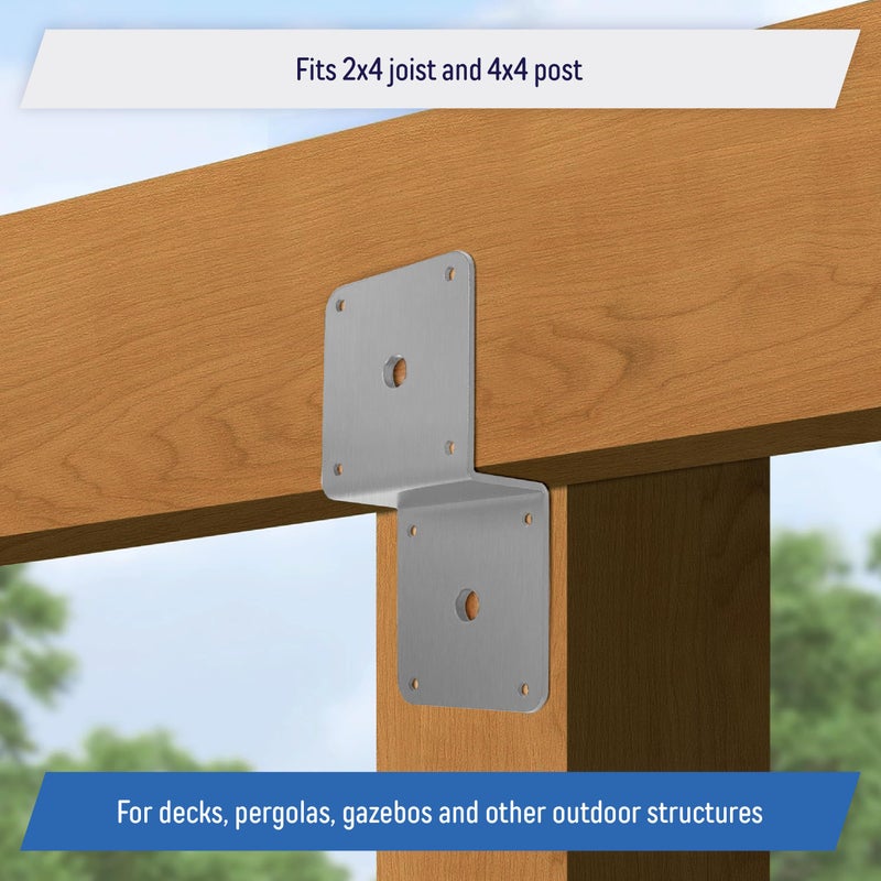 أيه أيه لوحة ربط عوارض سطح مجلفنة، دعامة على شكل حرف Z لعوارض متقاطعة 2X4 وأعمدة 4X4 - دعامة زاوية، مقياس 14 (عبوة من 10 قطع) - Image 4