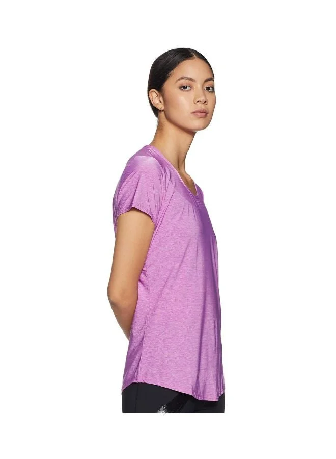 Jockey Purple Melange AP27 Women Tactile Microfiber Elastane Stretch Relaxed Fit T Shirt with StayDry and StayFresh Treatment for Women | Best Price UAE