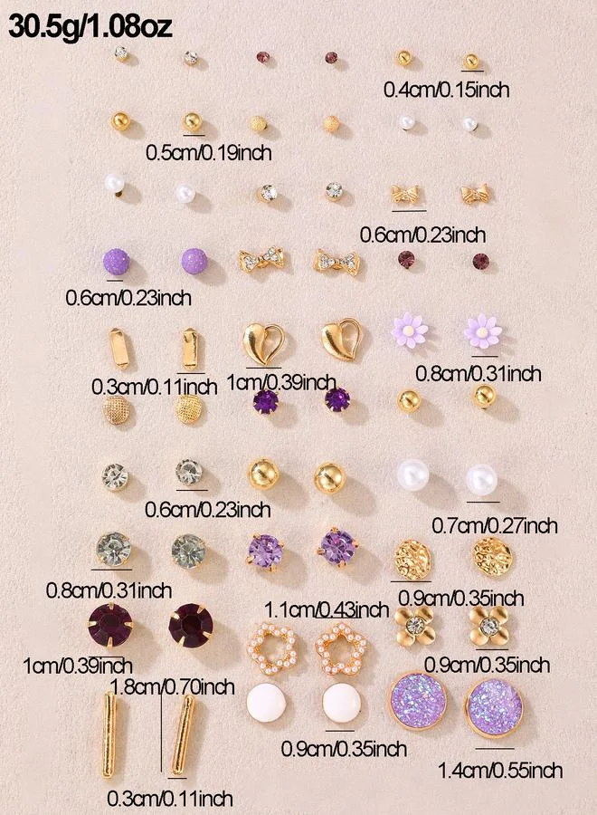 Take Two  Set of 30 - Assorted Stud Earrings for Women | Best Price UAE