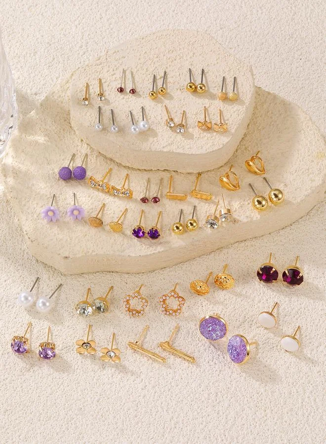 Take Two  Set of 30 - Assorted Stud Earrings for Women | Best Price UAE