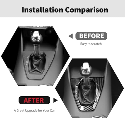 RT-TCZ RTTCZ Gear Shift Panel Cover Trim Center Console Interior Accessories for Ford Mustang 2024 2025Automatic Gear Black Carbon Fiber - Image 3