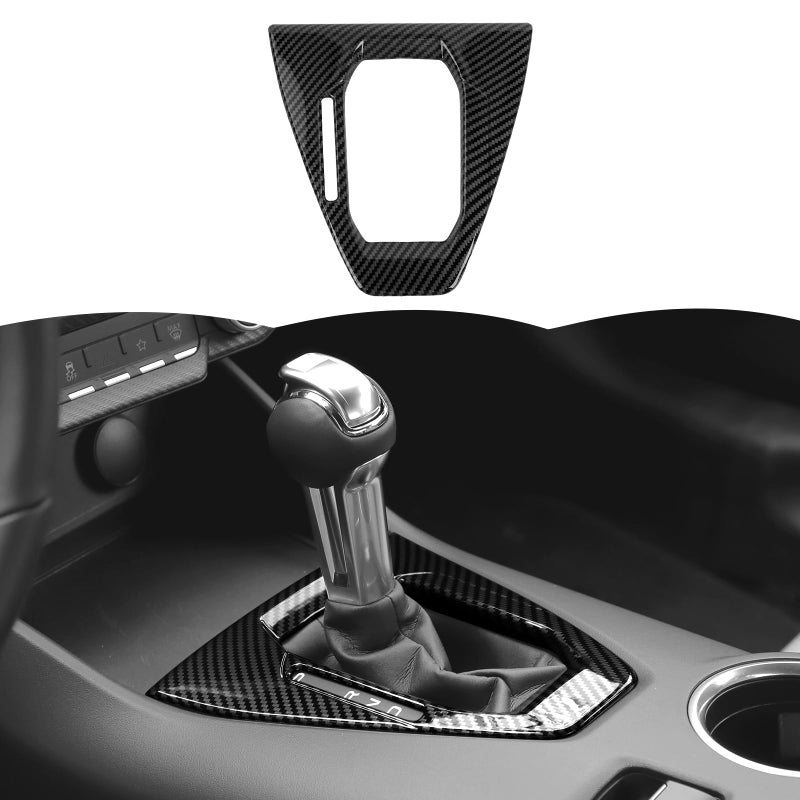 RT-TCZ RTTCZ Gear Shift Panel Cover Trim Center Console Interior Accessories for Ford Mustang 2024 2025Automatic Gear Black Carbon Fiber - Image 2