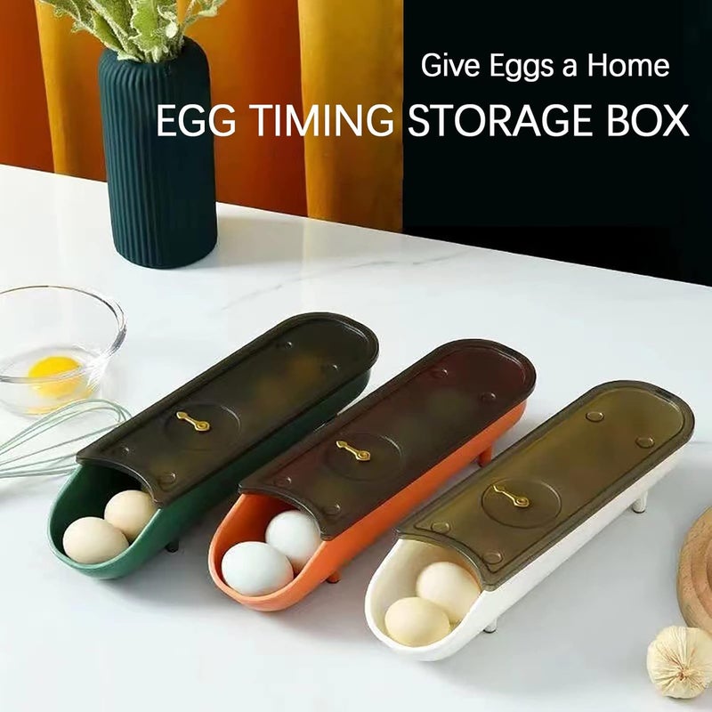 comfrt Egg Trays for Refrigerator Automatic Rolling Egg Container, Egg Storage Box Transparent Drawer, Egg Holder Fridge Organizer For Household, Smart Stackable Egg Container with Lid - Image 3