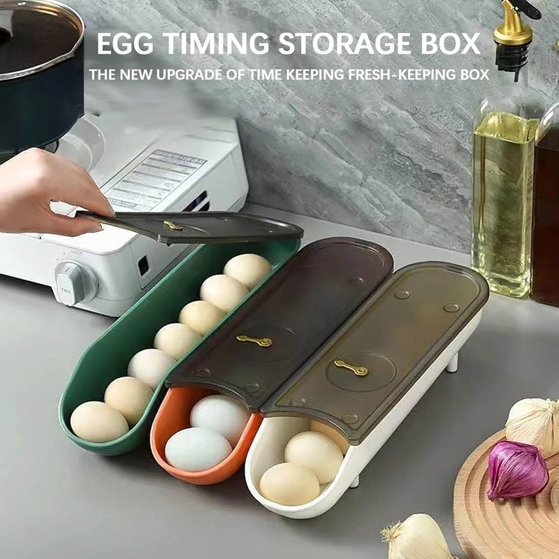comfrt Egg Trays for Refrigerator Automatic Rolling Egg Container, Egg Storage Box Transparent Drawer, Egg Holder Fridge Organizer For Household, Smart Stackable Egg Container with Lid - Image 4