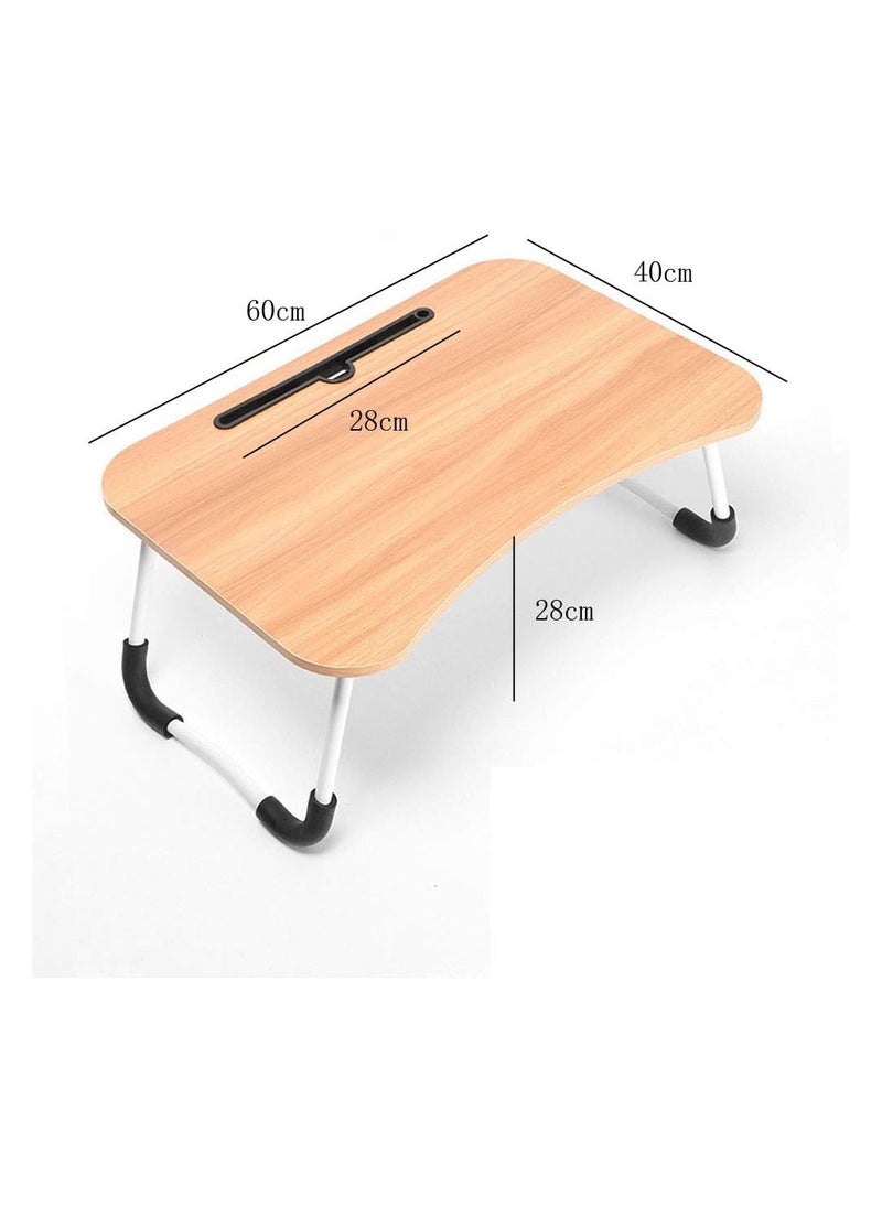 Generic Portable Anti-slip Foldable Laptop Desk – Bed Table for Laptop and Notebook – Wooden Color, Compact and Space-saving  - Image 2