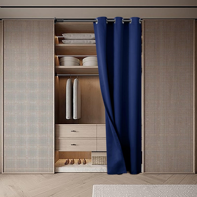BGment Navy Door Curtain 80 Inch Length for Doorway  Bedroom Closet Curtain  Privacy Thermal Insulated Blackout Grommet Room Divider for Room Separation  1 Panel  42 Inch Wide - Image 2
