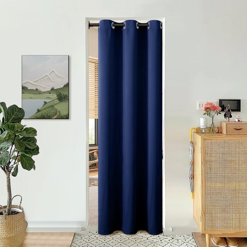 BGment Navy Door Curtain 80 Inch Length for Doorway  Bedroom Closet Curtain  Privacy Thermal Insulated Blackout Grommet Room Divider for Room Separation  1 Panel  42 Inch Wide - Image 1
