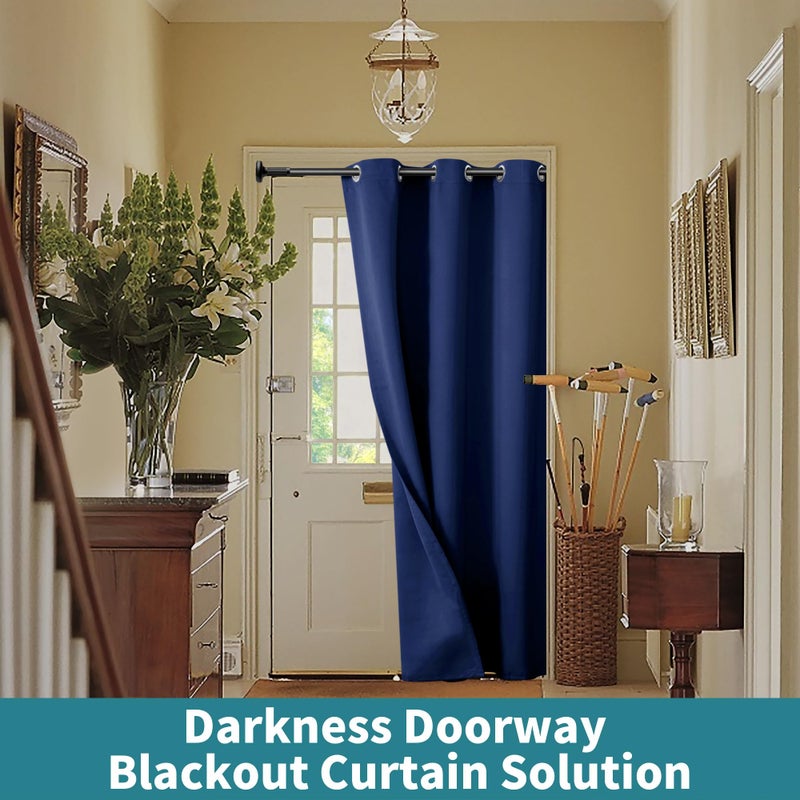BGment Navy Door Curtain 80 Inch Length for Doorway  Bedroom Closet Curtain  Privacy Thermal Insulated Blackout Grommet Room Divider for Room Separation  1 Panel  42 Inch Wide - Image 4