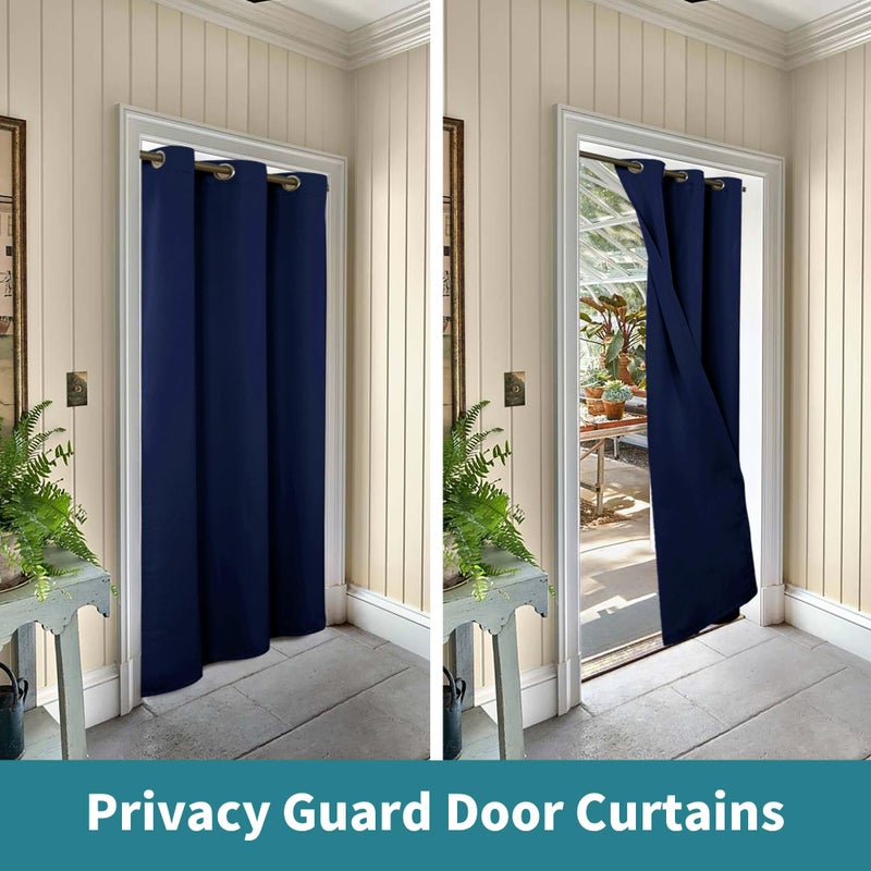 BGment Navy Door Curtain 80 Inch Length for Doorway  Bedroom Closet Curtain  Privacy Thermal Insulated Blackout Grommet Room Divider for Room Separation  1 Panel  42 Inch Wide - Image 5