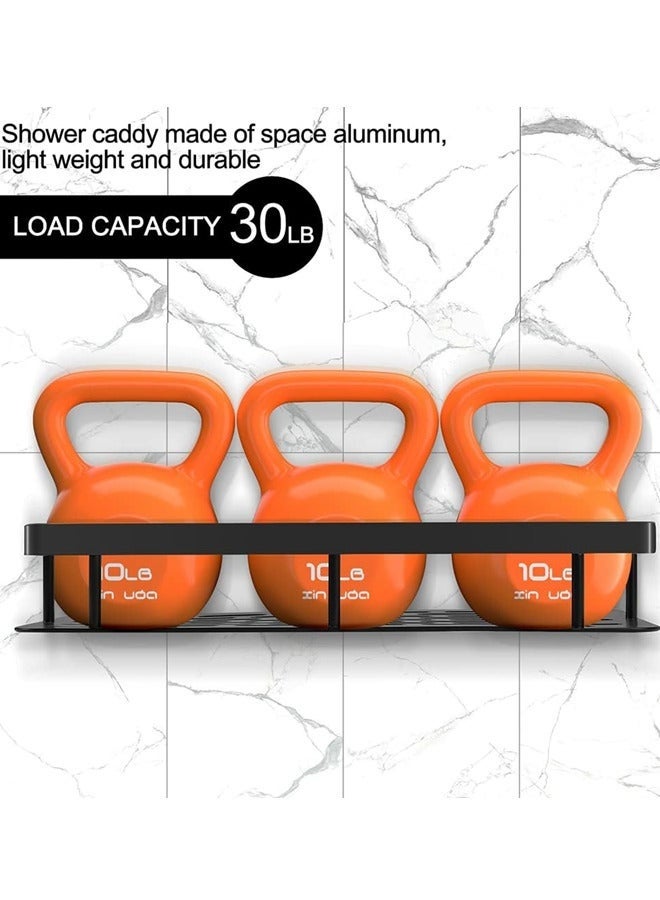 Hugifts 2-Pack Punch-Free Bathroom Shelves, Adhesive Wall-Mounted Shower Caddy, Rust-Resistant Storage Organizer - Image 3