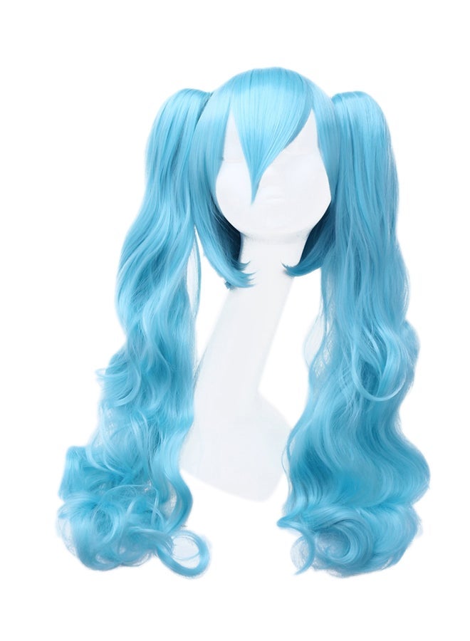 NIBEMINENT Long Wavy Heat Resistant Synthetic Wig Blue