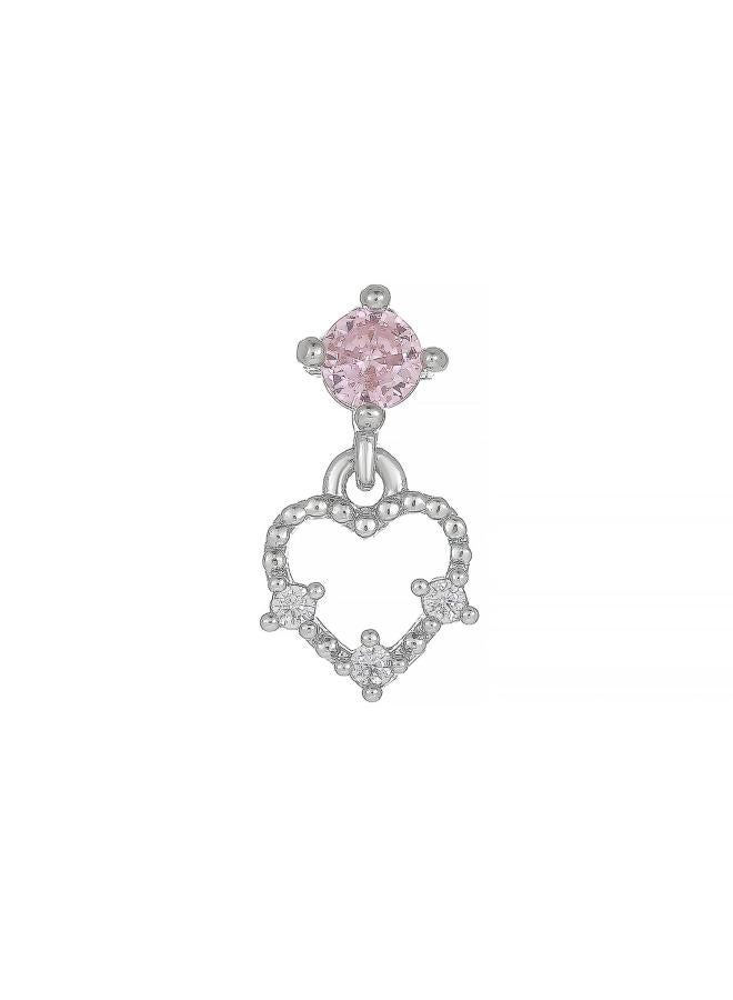 Simple Fashion Micro-inlaid Pink Series Zircon Ear Bone Nails European And American Geometric Heart-shaped Piercing Earrings 