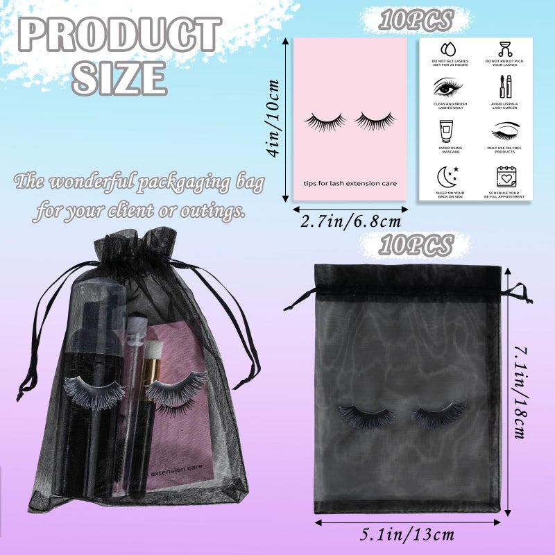 Bebbtiy 50PCS Lash Shampoo Bottles Brushes Set, Empty Lash Shampoo Bottle, Lash Cleaning Brush, Eyelash Extension Tube Brush, Instructions Cards, Aftercare Bags for Lash Business Clients (50pcs in black) - Image 3