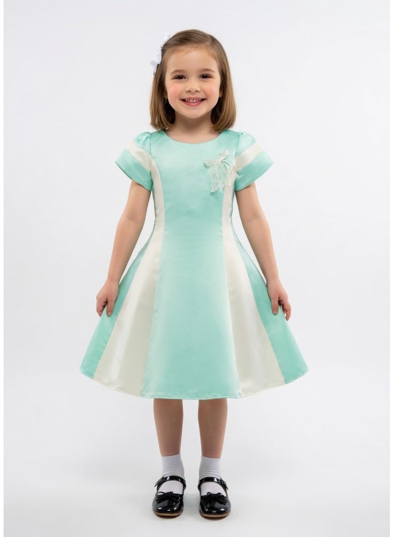 queen ELIA GREEN Girls Party Dress, from satin Princess Dress Party Wear Wedding Evening Formal Pageant Dance Gown for Birthday Kid Girls Elegant - Image 1