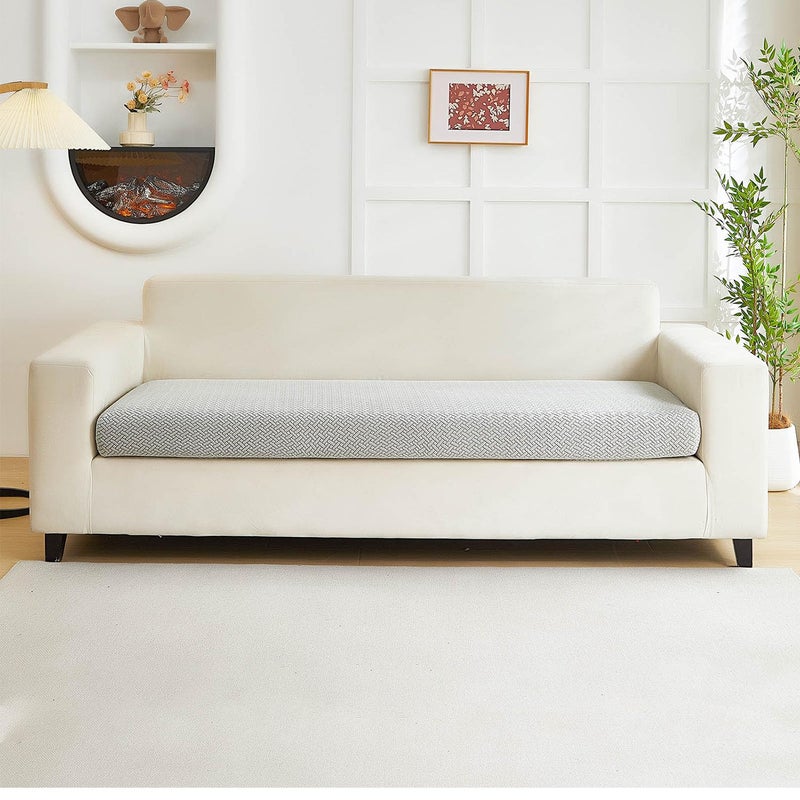 Disayu Couch Covers for 3 Cushion Sofa Pet Friendly Couch Cushion Covers Universal Sofa Covers Washable Stretch Slipcovers for Sectional Sofa Texture Light GrayLarge Triple Seat Cover - Image 2