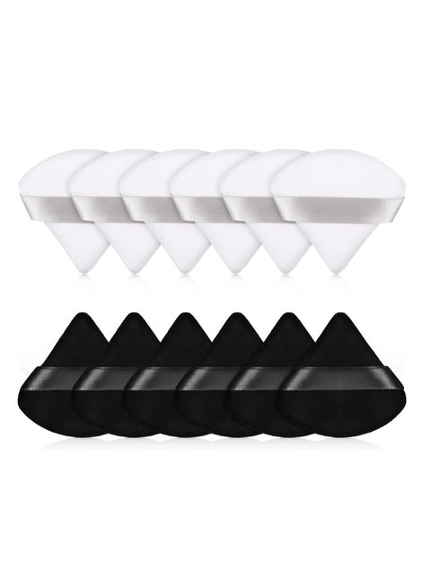 12 pcs Powder Puff Face Triangle Makeup Puff for Loose Powder Soft Body Cosmetic Foundation Sponge Mineral Powder Wet Dry Makeup Tool