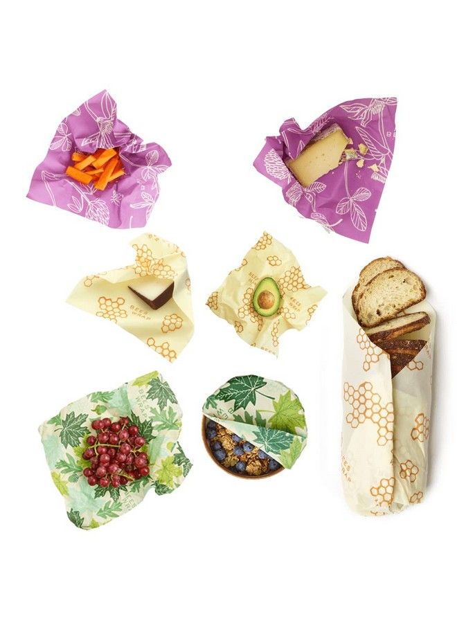 Bee's Wrap 7 Piece Value Pack Made In Usa With Certified Organic Cotton Plastic And Silicone Free Reusable Ecofriendly Beeswax Food Wraps 7 Pieces (2 S2 M2 L 1 Bread)  - Image 1