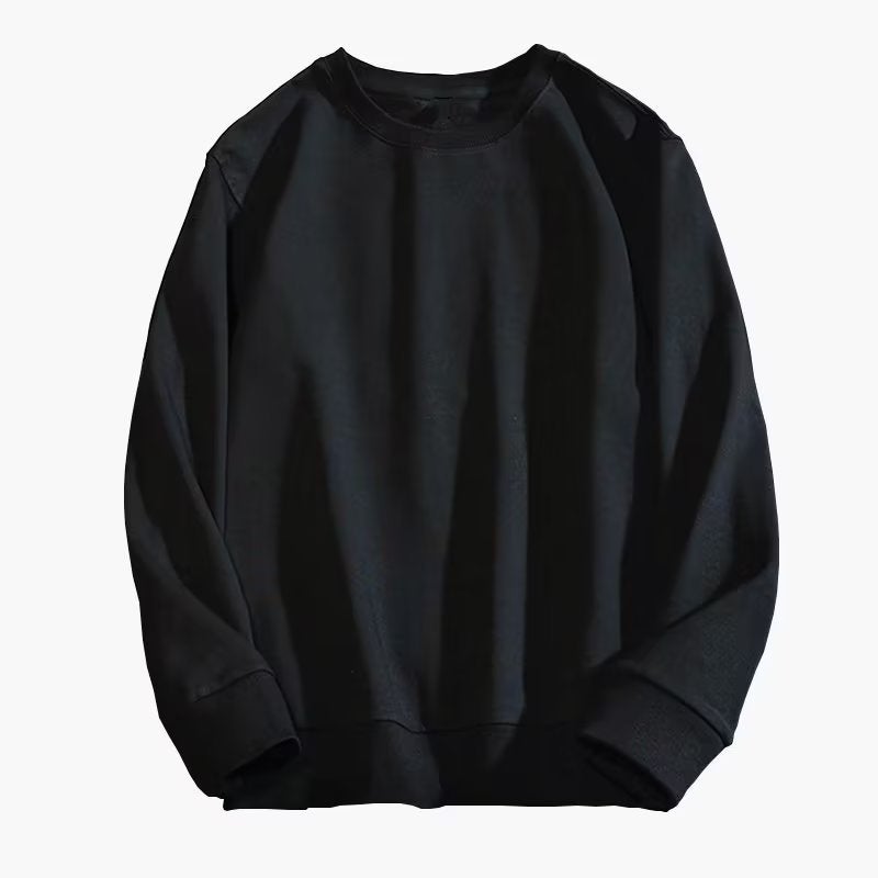 Sweatshirt Elegant Spring and Autumn Round Collar Fashion Mens Loose Shoulder Sleeve Youth Popular Pullover New Casual 2023 Black - Image 1