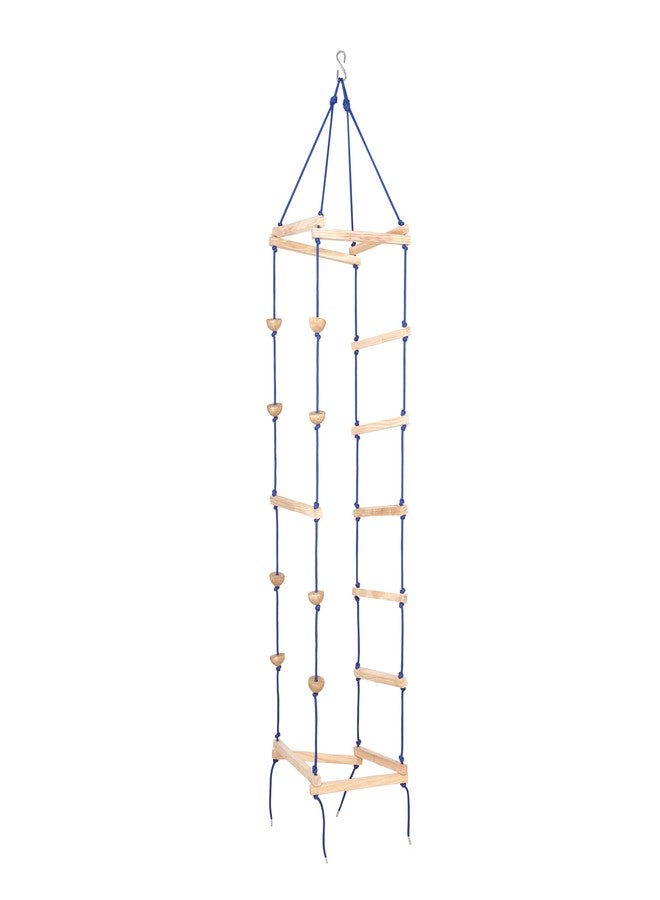 Boffle Hanging Square Ladder for Kids | Rope Ladder for Kids for Physical Activity | Tunnel Ladder Kids for Outdoor | Durable Hanging 4-Side Ladder Kids Made of Natural Wood - Image 1