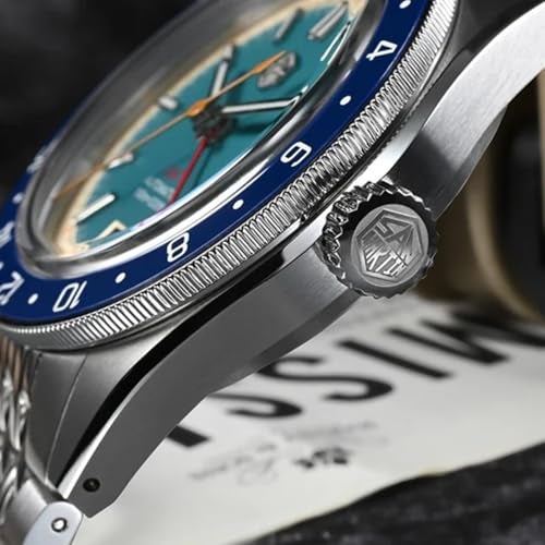 TACTICAL FROG San Martin Dive Watches for Men NH34 Movement GMT Watch Mechanical SN0116 Sapphire Mirror Full Luminous 10ATM Waterproof Wristwatch, 39.5MM Stainless Steel - Image 5