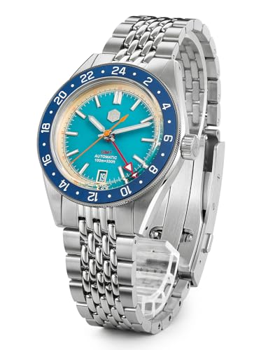 TACTICAL FROG San Martin Dive Watches for Men NH34 Movement GMT Watch Mechanical SN0116 Sapphire Mirror Full Luminous 10ATM Waterproof Wristwatch, 39.5MM Stainless Steel - Image 4