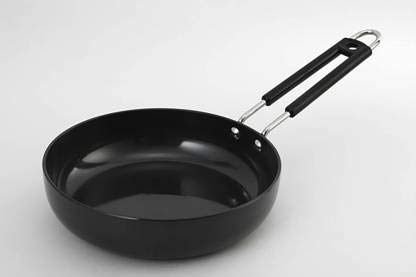 Stephy Hard Anodised Plain Fry pan18 LTR 23 cm _ Pack of 1 with Stainless Black Bakelight Handle - Image 1