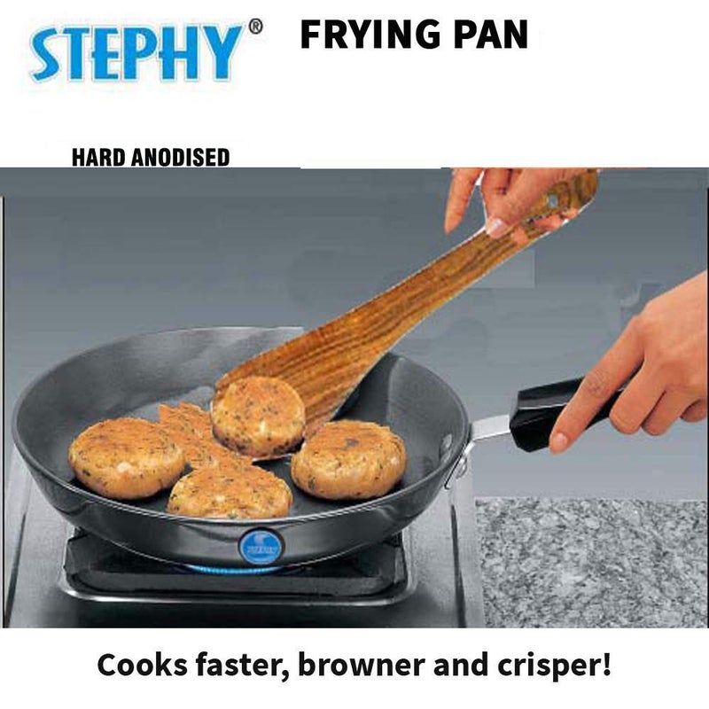 Stephy Hard Anodised Plain Fry pan18 LTR 23 cm _ Pack of 1 with Stainless Black Bakelight Handle - Image 4