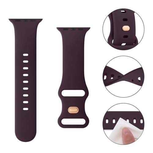 Mugust Sport Bands Compatible with Apple Watch Band 41mm 40mm 38mm, Soft Silicone Correa Wristband Replacement Strap Compatible for Apple Watch SE2 SE Series 9 8 7 6 5 4 3 Women Men, Dark Cherry, - Image 2
