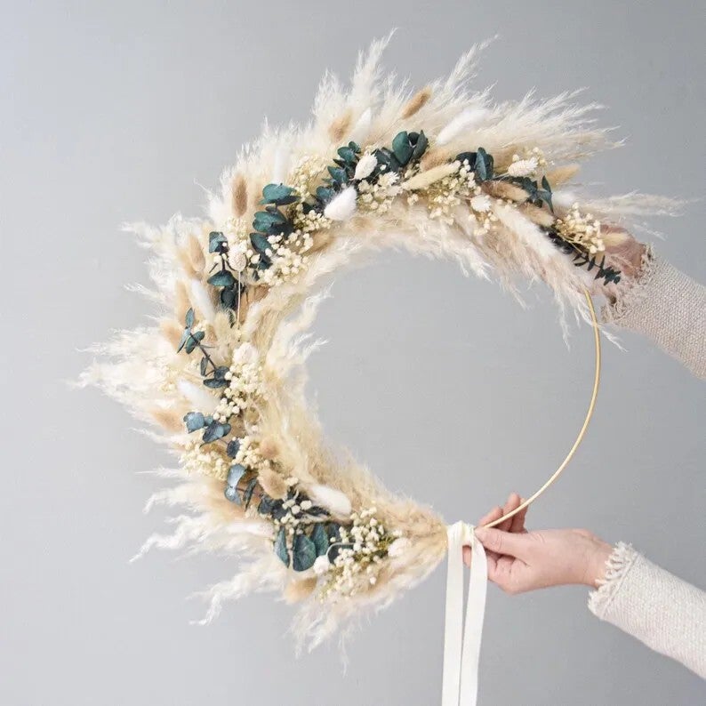 Bluejw Real Dried Flower Wreath Garland - Natural Preserved Plants for Home Door Decor, Christmas & Valentine's Day - Image 5