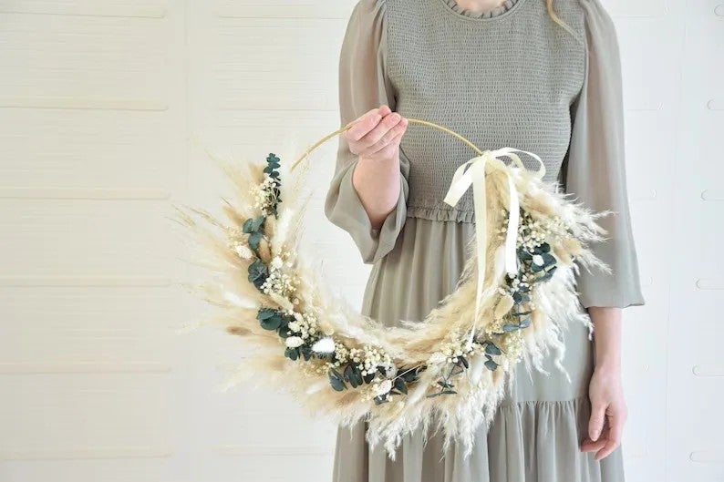 Bluejw Real Dried Flower Wreath Garland - Natural Preserved Plants for Home Door Decor, Christmas & Valentine's Day - Image 4