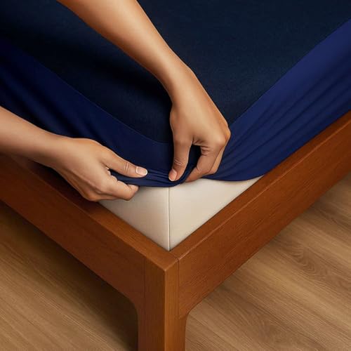 SITTELLA®78 x 60 Inches (6.5 × 5 feet) 100% Waterproof Premium Cotton Mattress Protector | Hypoallergenic, Breathable & Ultra-Soft Fitted Bed Protector Queen Size- Navy Blue - Image 1