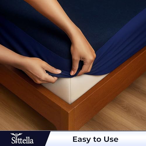 SITTELLA®78 x 60 Inches (6.5 × 5 feet) 100% Waterproof Premium Cotton Mattress Protector | Hypoallergenic, Breathable & Ultra-Soft Fitted Bed Protector Queen Size- Navy Blue - Image 5