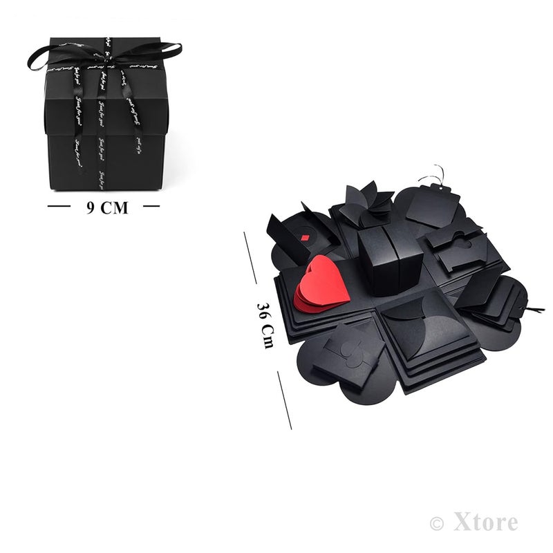 XTORE صندوق هدايا مفاجأة ألبوم الصور | صندوق هدايا عيد الميلاد (عبوة من 10، لون أسود) - Image 4